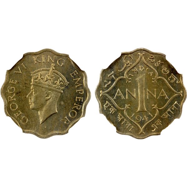 BRITISH INDIA: George VI, 1936-1947, 1 anna, 1941(b), NGC MS63