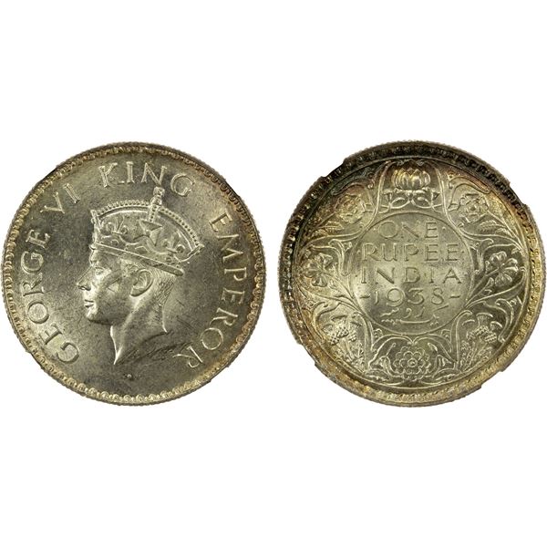 BRITISH INDIA: George VI, 1936-1947, AR rupee, 1938(b), NGC MS61