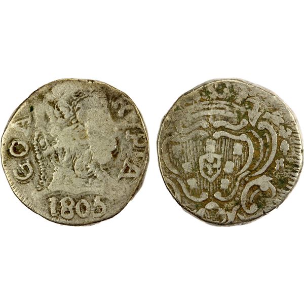 GOA: João, regency, 1799-1816, AR rupia (10.85g), 1805, F-VF