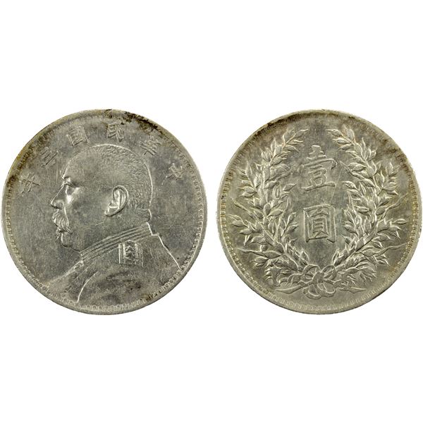 CHINA: Republic, AR dollar, year 3 (1914), EF