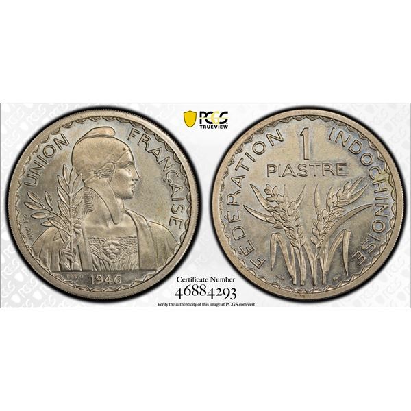 FRENCH INDOCHINA: French Union, 1 piastre, 1946, PCGS Specimen 64