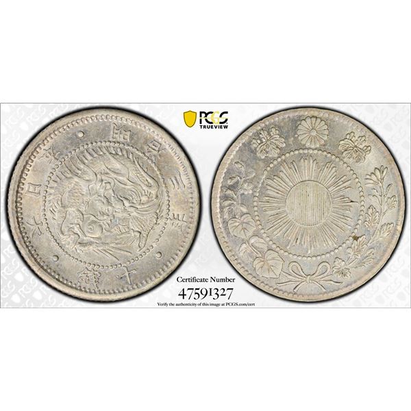 JAPAN: Meiji, 1868-1912, AR 10 sen, Year 3 (1870), PCGS MS63