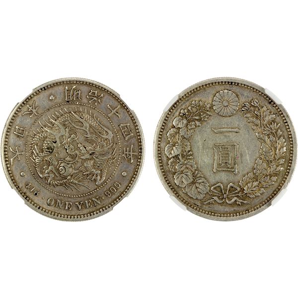 JAPAN: Meiji, 1868-1912, AR yen, year 14 (1881), NGC AU55