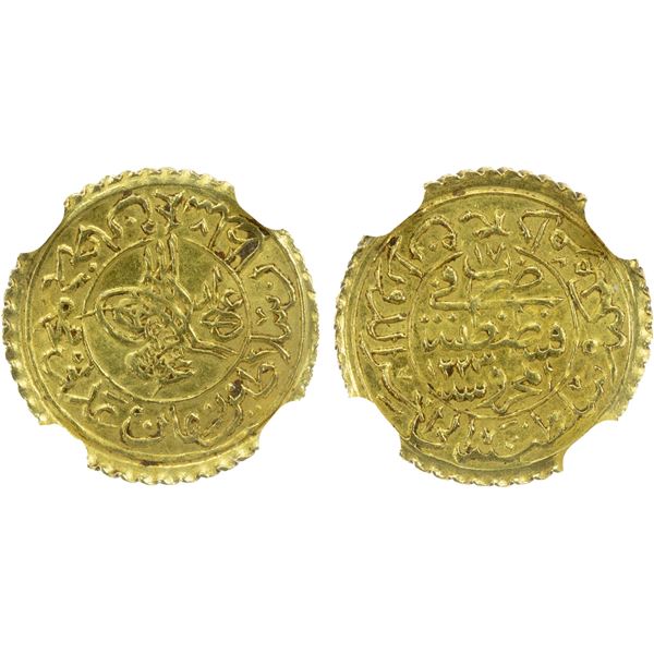 TURKEY: Mahmud II, 1808-1839, AV new adli altin, Kostantiniye, AH1223 year 17, NGC MS64