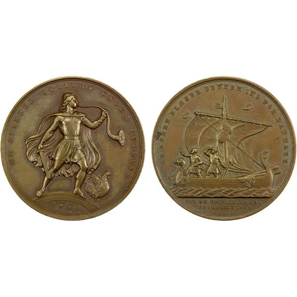 DENMARK: Frederik VII, 1848-1863, AE medal (36.52g), ND, AU