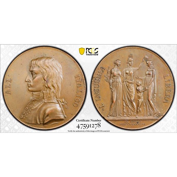 FRANCE: First Republic, AE medal (21.14g), 1797, PCGS Specimen 63 BN