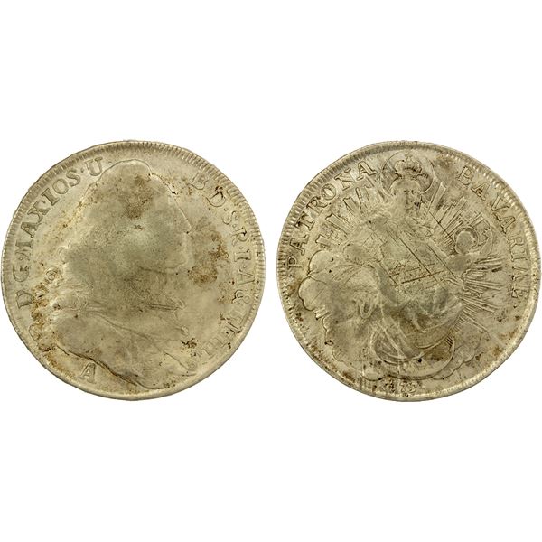 BAVARIA: Maximilian III Josef, 1745-1777, AR thaler, 1775-A, EF