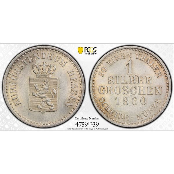 HESSE-CASSEL: Friedrich Wilhelm I, 1847-1866, BI groschen, 1860, PCGS MS65