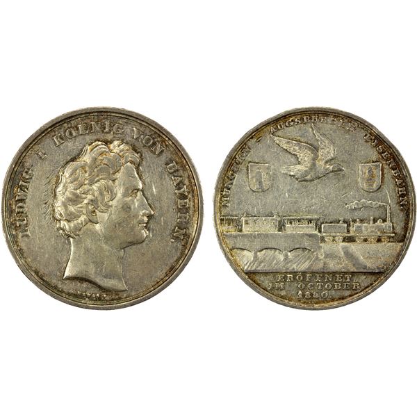 MUNICH: Ludwig I, 1825-1848, AR medal (16.43g), 1840, EF