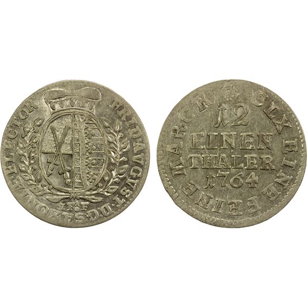 SAXONY: Friedrich August III, 1763-1806, AR 1/12 thaler, Leipzig, 1764, AU