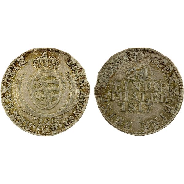 SAXONY: Friedrich August I, 1806-1827, AR 1/24 thaler, 1817, AU
