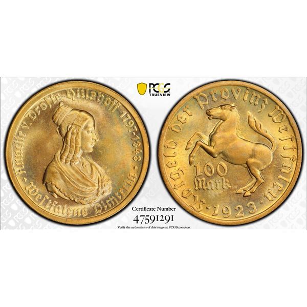 WESTPHALIA: 100 mark, 1923, PCGS MS65