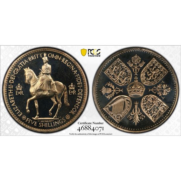 GREAT BRITAIN: Elizabeth II, 1952-2022, 1 crown, 1953, PCGS Proof 66 CAM