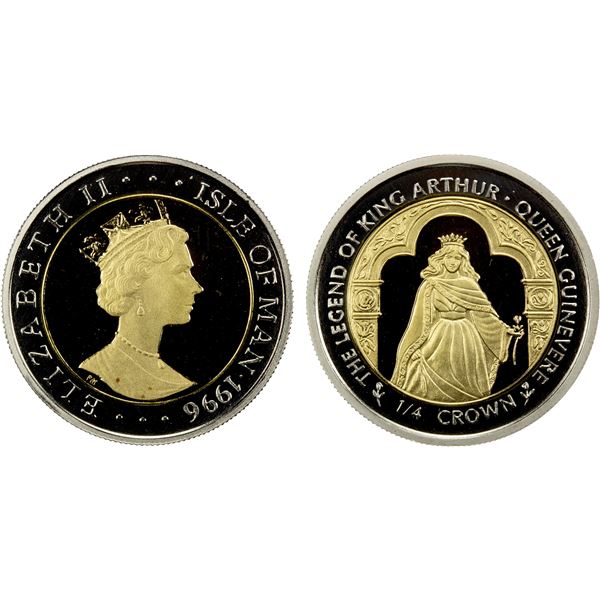 ISLE OF MAN: Elizabeth II, 1952-2022, bimetallic ¼ crown, 1996, Brilliant Proof