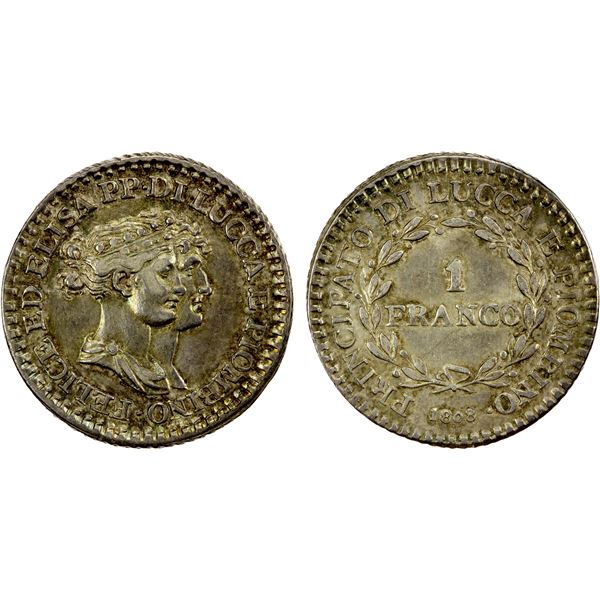 LUCCA & PIOMBINO: Felice & Elisa, 1805-1814, AR franco, 1808, EF