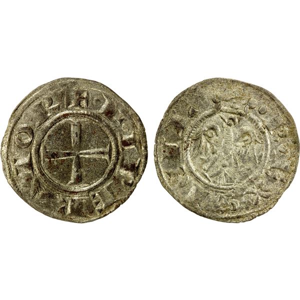 SICILY: Frederick II, 1197-1250, BI denari (0.83g), Messina, 1221, EF