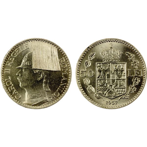ROMANIA: Carol II, 1930-1940, 50 lei, 1937, Unc