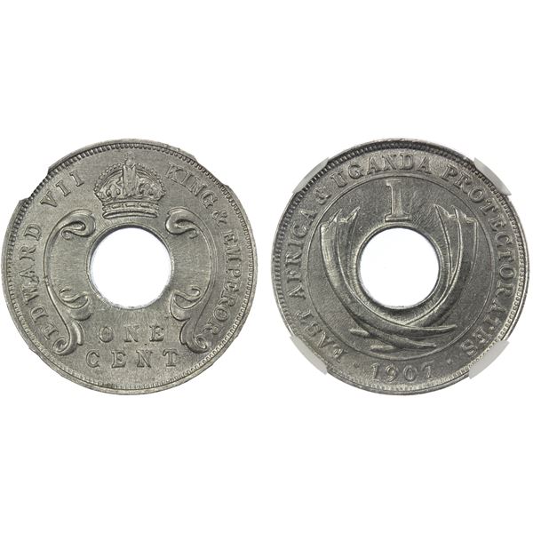 EAST AFRICA & UGANDA: Edward VII, 1901-1910, aluminum cent, 1907, NGC MS64