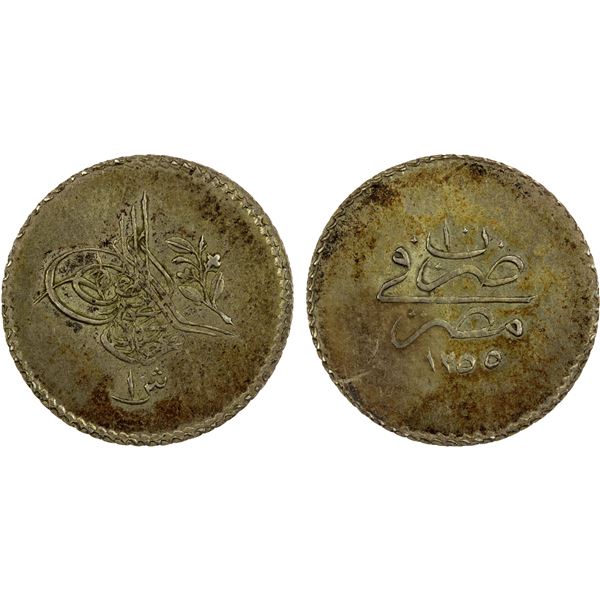 EGYPT: Abdul Mejid, 1839-1861, AR qirsh, Misr, AH1255 year 10, EF-AU