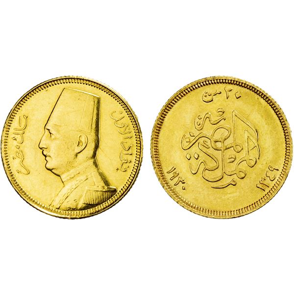 EGYPT: Fuad, as King, 1922-1936, AV 20 piastres, 1930//AH1349, Unc