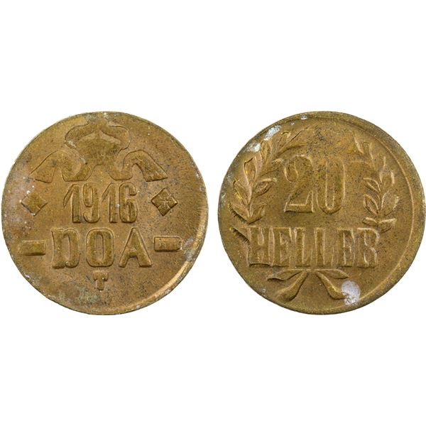 GERMAN EAST AFRICA: Wilhelm II, 1888-1918, AE 20 heller, 1916-T, Unc