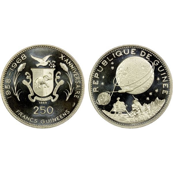 GUINEA: Repubilc, AR 250 francs, 1969, Proof