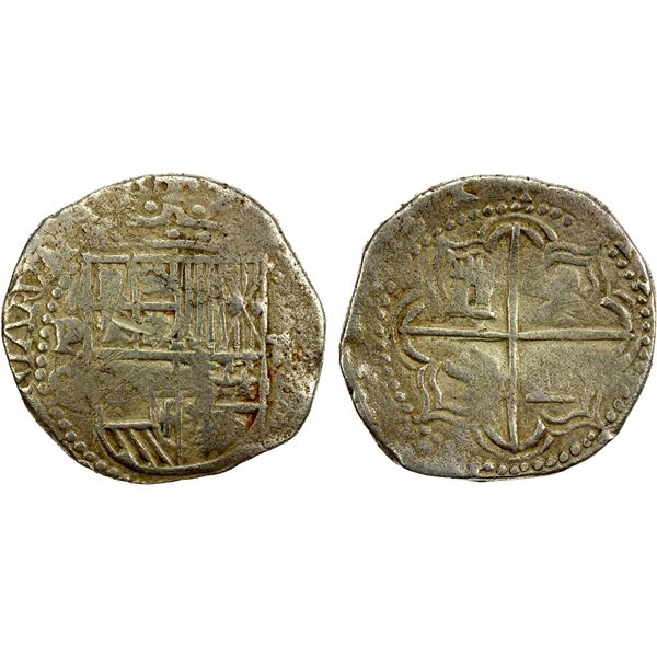 BOLIVIA: Felipe III, 1598-1621, AR 2 reales (6.42g), Potosi, ND, VF