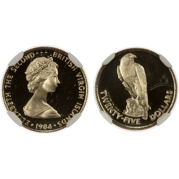 BRITISH VIRGIN ISLANDS: Elizabeth II, 1952-2022, AV 25 dollars, 1984-FM, NGC PF69 Ultra Cameo.