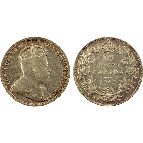 CANADA: Edward VII, 1901-1910, AR 25 cents, 1907, choice EF