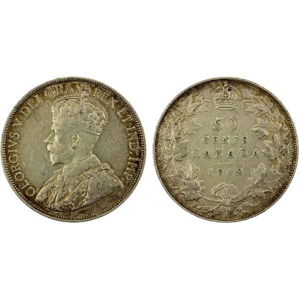 CANADA: George V, 1910-1936, AR 50 cents, 1912, VF