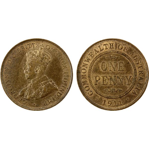 AUSTRALIA: George V, 1910-1936, AE Penny, 1911, Choice AU