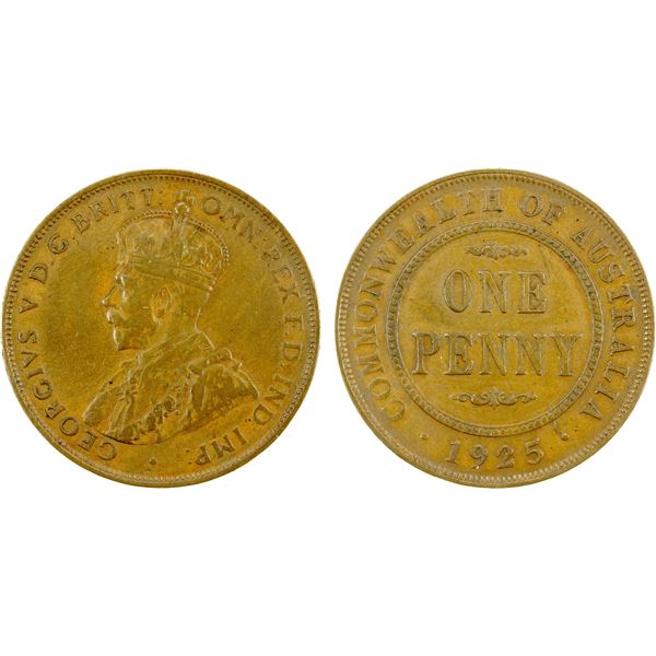 AUSTRALIA: George V, 1910-1936, AE penny, 1925(m), VF
