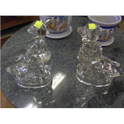 2 GLASS FIGURES GIRL AND DUCKS