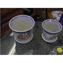2 SMALL CHINESE PLANT POTS