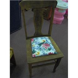 OLD OAK CHAIR W/ PADDED SEAT