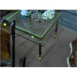 OLD BRASS & GLASS TOP COFFEE TABLE