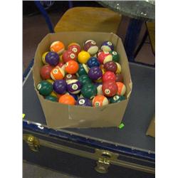 BOX OF ASSORTED POOL BALLS