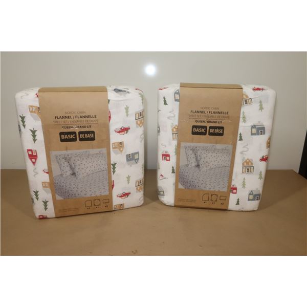 ENS DE DRAPS FLANELLE QUEEN -NORDIC CABIN