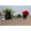 Image 1 : LOT DE 3 POTS AVEC FLEURS ARTIFICIELLES