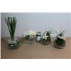 Image 1 : LOT DE 4 VASES AVEC FLEURS ARTIFICIELLES