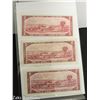 Image 5 : LOT OF 3 1954 $2 CANADA BANK NOTES