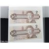 Image 1 : LOT OF 2 1986 CRISP $2 DOLLAR BANK NOTES