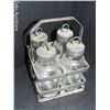 Image 1 : VINTAGE CONDIMENT TRAY WITH GLASS JARS AND LIDS