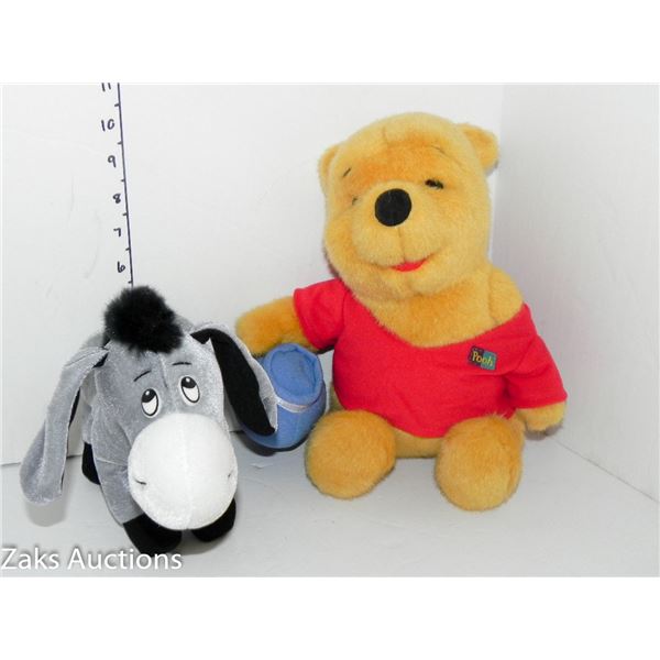 LOT OF 2 PLUSH EEYORE AND WINNIE THE POOH