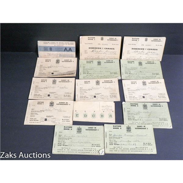 LARGE LOT OF DOMINION CANADA RATION BOOKS