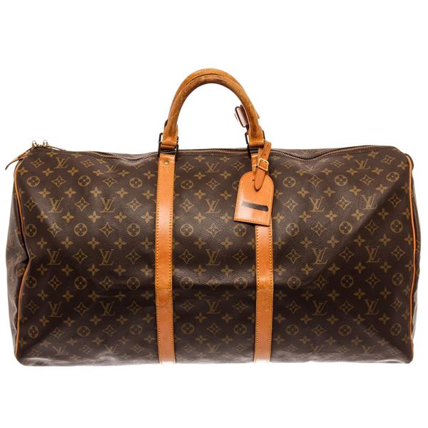 Louis Vuitton Keepall 60 Duffle Bag Brown Monogram Coated Canvas