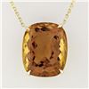 Image 2 : NEW 14k Gold 27.5 ctw Cushion Cut Orange Citrine Solitaire 18.5" Pendant Necklac