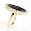Image 8 : Antique Victorian 14K Gold Black Onyx Carved Intaglio Male Round Platter Ring
