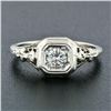 Image 3 : Antique Art Deco 18k White Gold European Diamond Floral Filigree Engagement Ring