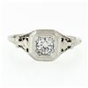 Image 5 : Antique Art Deco 18k White Gold European Diamond Floral Filigree Engagement Ring